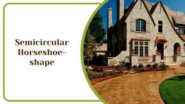 Semicircular Horseshoe shape of a Home Driveway with Green Landscape